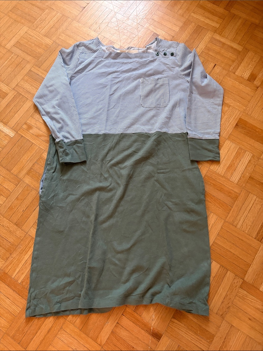 PAN Striped dress  with Olive Knit Bottom Colorblock Dress NWOT